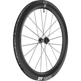 DT Swiss ARC 1400 DICUT front carbon clincher wheel with 65x22mm rim and disc brake compatibility for high-performance cycling.