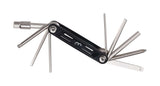 BBB BTL-141S Maxifold S mini-folding bike tool with 10 functions, shown in an aluminium case, ideal for bicycle repairs.