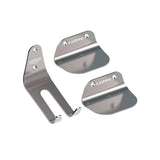 Lezyne stainless steel pedal hook with tire plates for bike storage, silver color, durable accessory for organizing bikes.