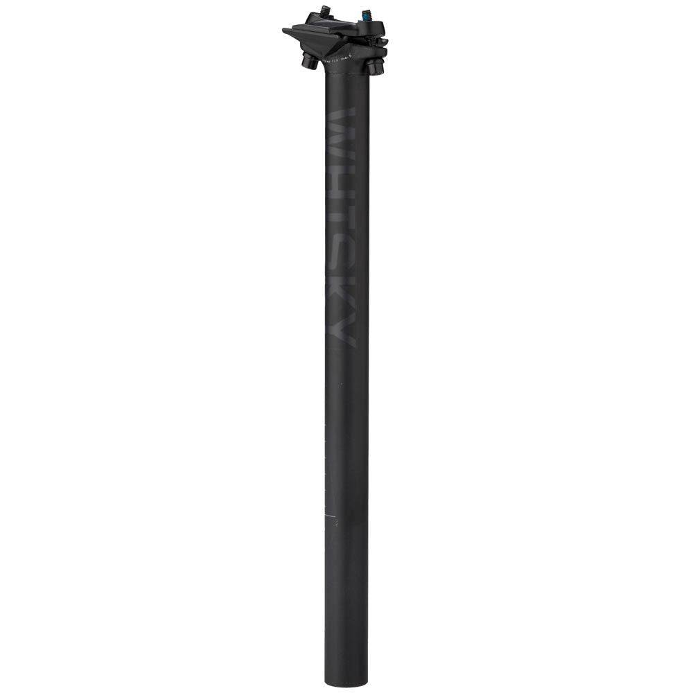 Whisky Parts Co No.7 alloy MTB and road bike seatpost with offset options, showcasing sleek silver design and adjustable height.