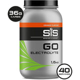 Science In Sport GO electrolyte drink powder, energy and hydration supplement, in a resealable pouch with orange flavor.