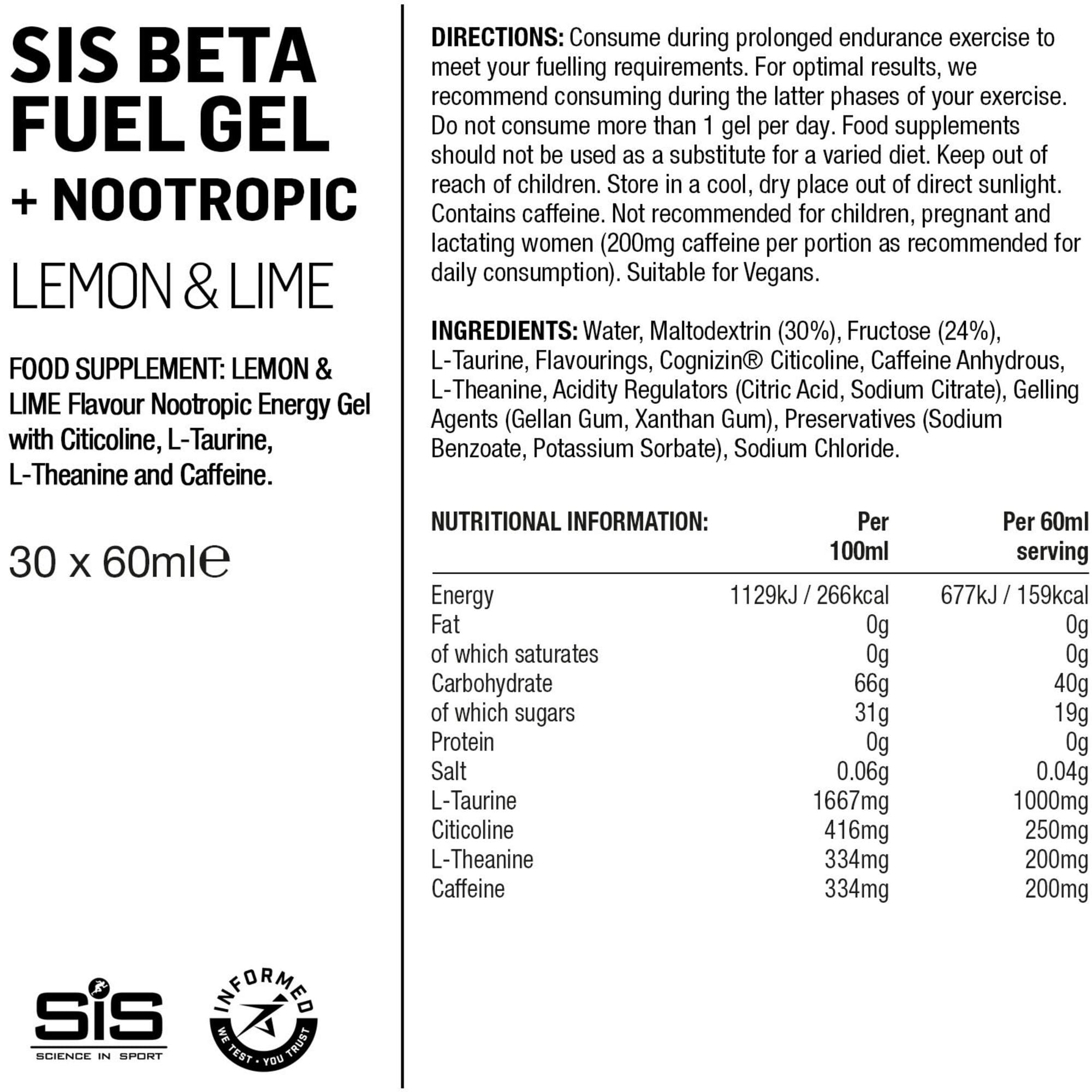 Science In Sport Beta Fuel Energy Gel pack with nootropics, endurance fuel accessories for athletes, shown in the image.