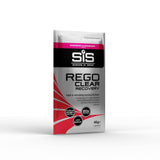 Science In Sport Rego Clear Whey Protein drink in a clear bottle, showing the low sugar recovery supplement with label details.