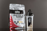 Science In Sport Rego Rapid Recovery Drink Powder vegan supplement, showing the colorful package and powder inside.