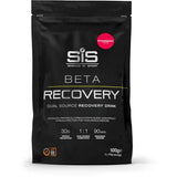 Science In Sport Beta Recovery Drink Powder for endurance and muscle repair, shown in a container with scoops and powder.