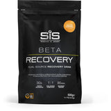 Science In Sport Beta Recovery Drink Powder for endurance and muscle repair, shown in a scoop with powder and accessories.