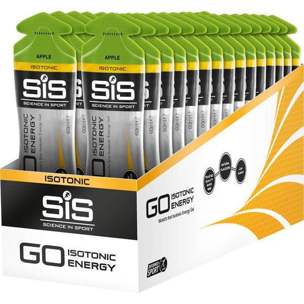 Science In Sport GO Isotonic Energy Gel packet, fast carb fuel accessory for endurance athletes, with a sleek design and vibrant branding.