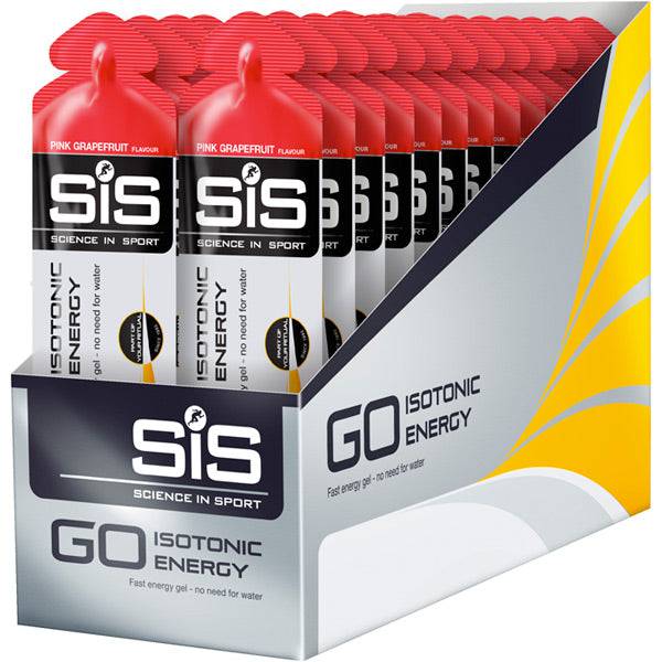 Science In Sport GO Isotonic Energy Gel packet showing the fast carb energy gel for endurance athletes