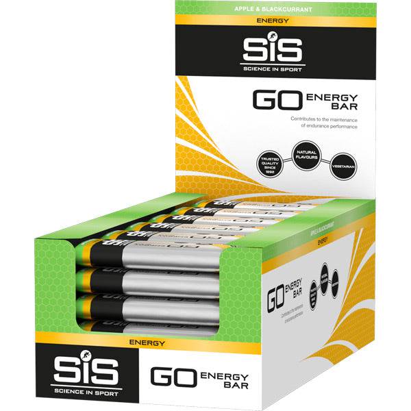 Science In Sport GO Mini Energy Bar vegan endurance carb boost 30-pack, close-up of compact, chocolate-flavored energy bars.