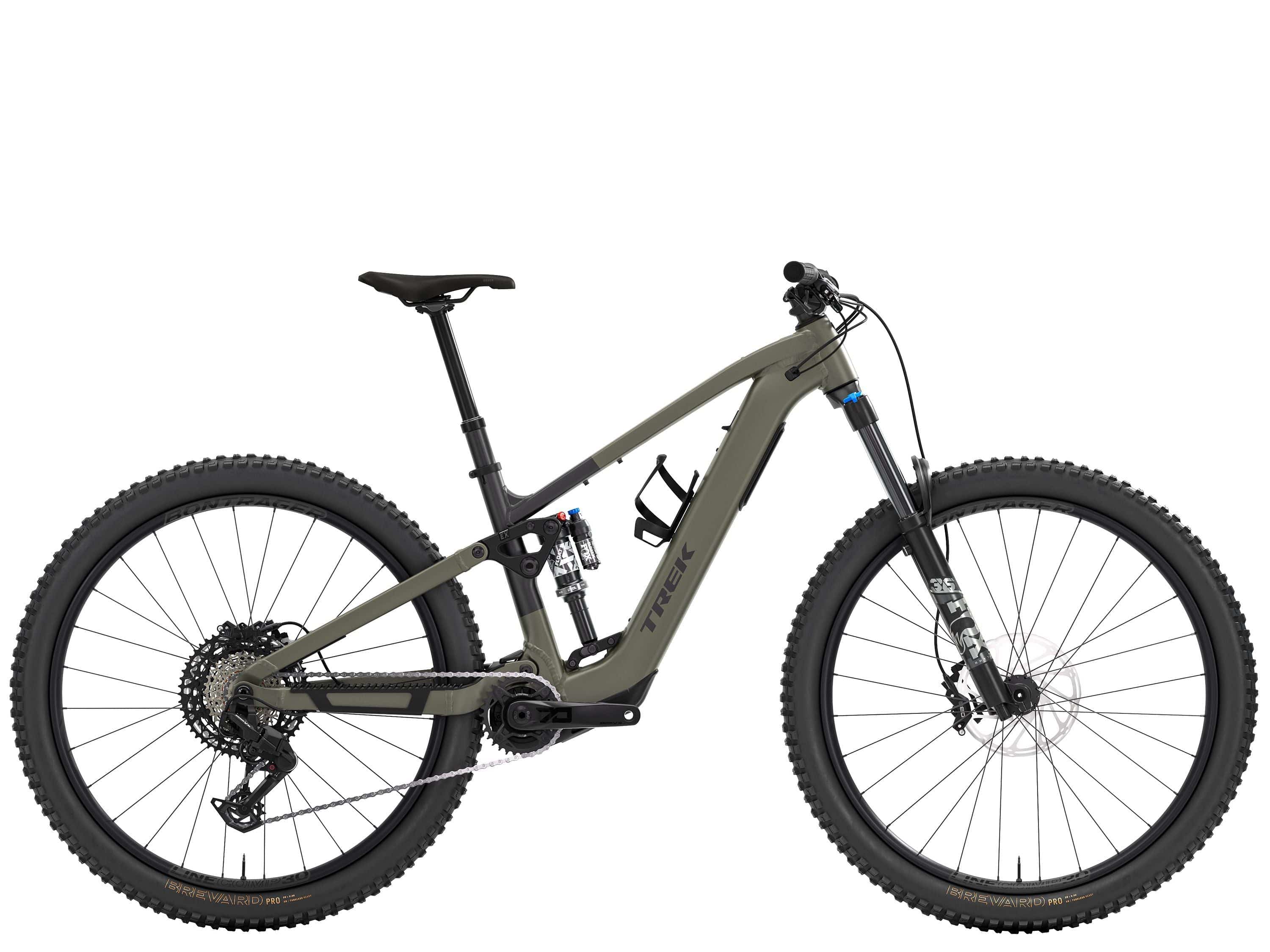 Trek Fuel+ EX 8 Gen 2 electric mountain bike with full suspension and rugged tires for versatile trail riding.