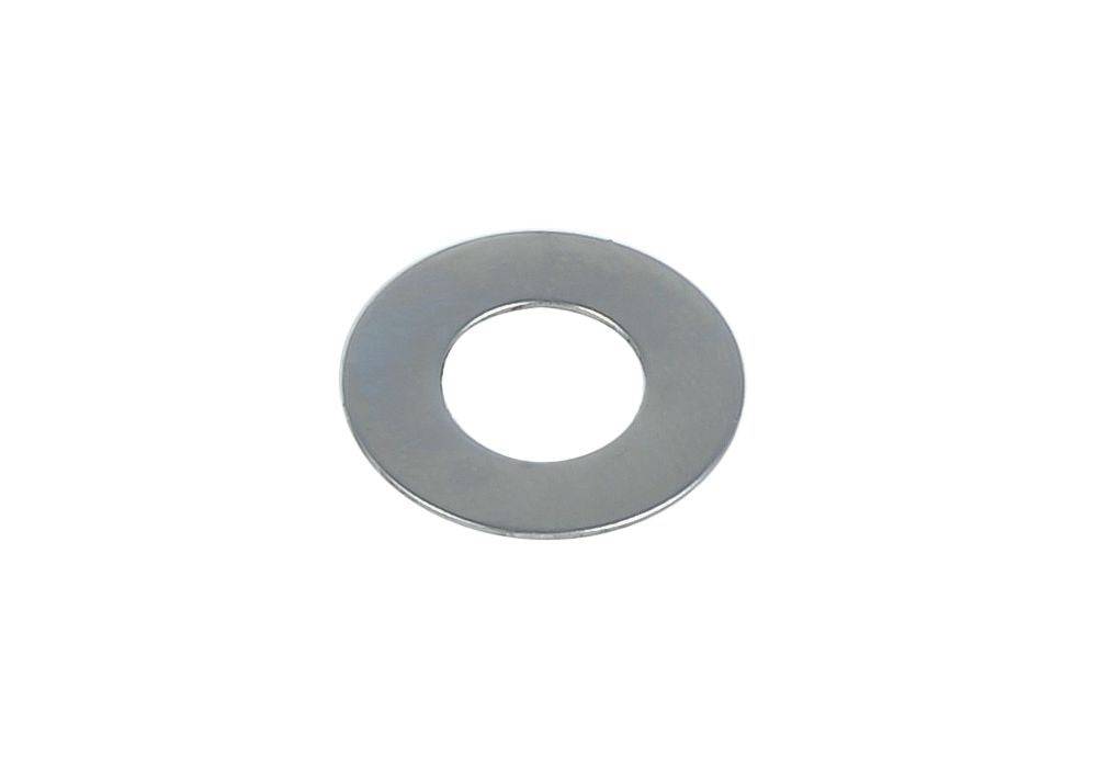Trek stainless steel shock mount washer, 0.5mm x 8.2mm, for bicycle suspension components, metallic finish with detailed edges.
