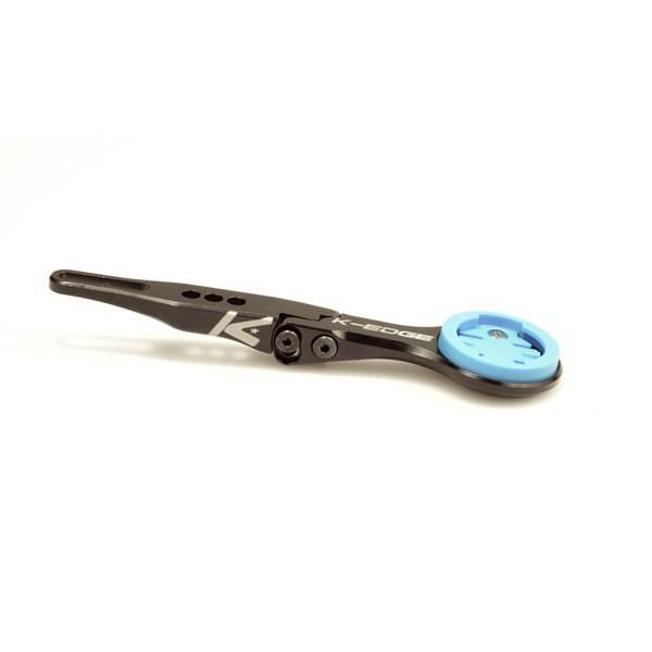 Black anodized K-Edge Wahoo integrated handlebar system mount, CNC machined bike component for seamless device attachment.