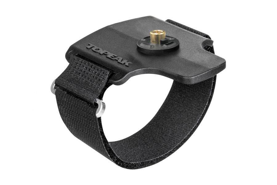Topeak Ninja Master+ free strap pack bike storage bag with adjustable nylon strap in black, designed for convenient bike accessory organization.