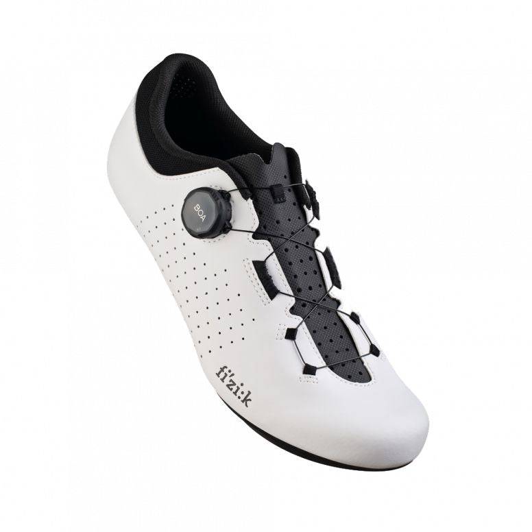 Fizik Vento Omna Road Cycling Shoes with BOA Fit System, black and white, showing sleek design and secure closure for performance riding.