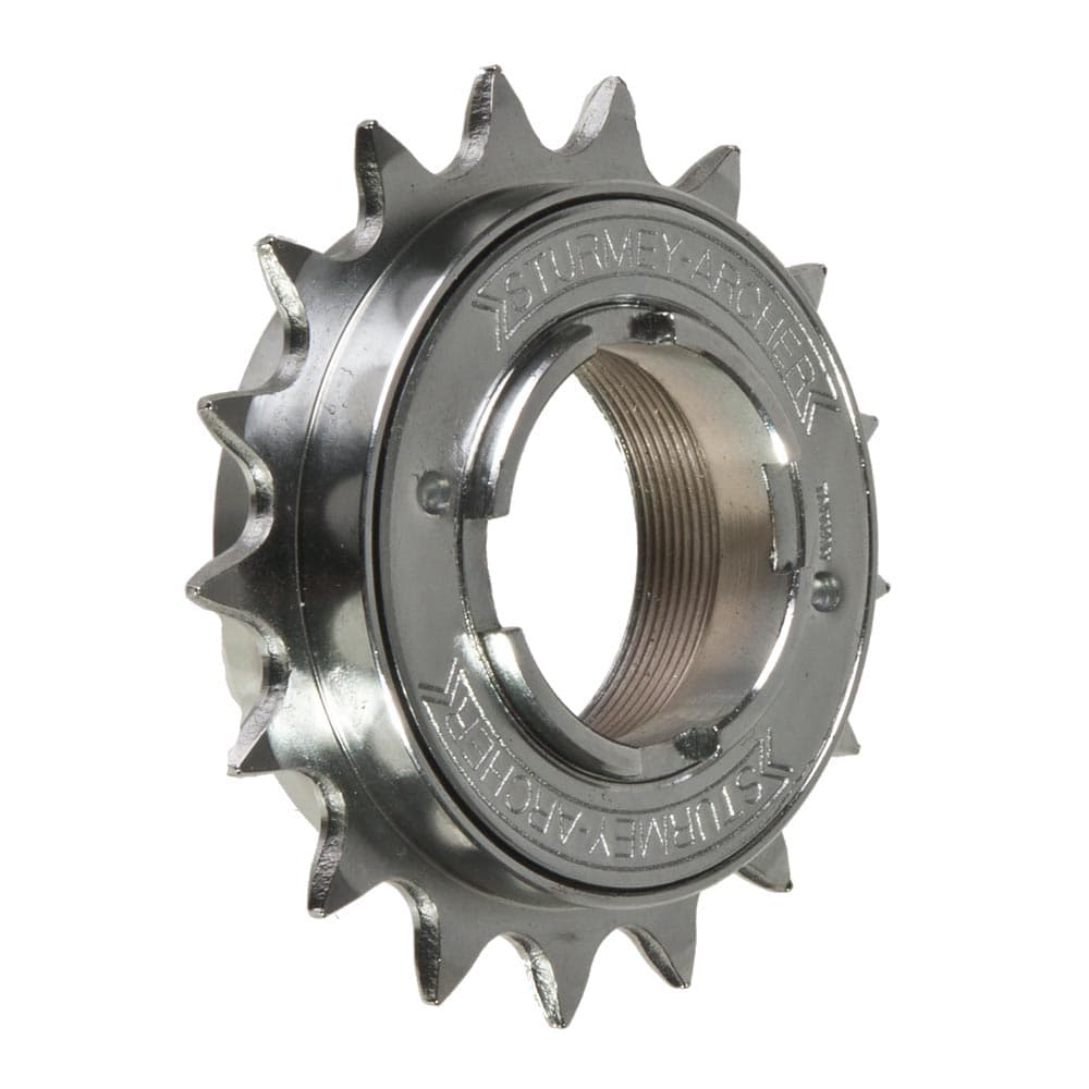 Sturmey Archer SFS30 single speed freewheel with chrome plating for bike components, featuring 1/8-inch gear compatibility.