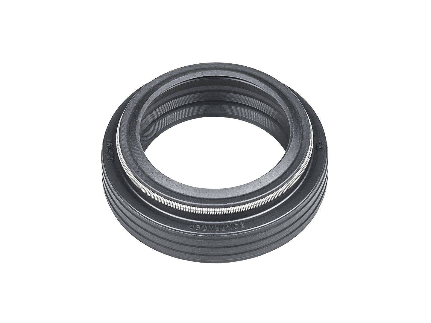 Black Bontrager 31.6mm dropper seatpost dust seal, durable replacement component for bike seatposts.