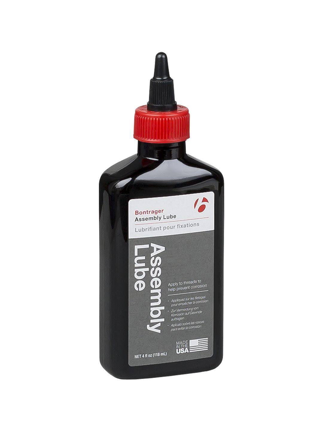 Bontrager Assembly Lube black threaded fastener protection with precise applicator, 4oz bottle, for bike workshop maintenance.