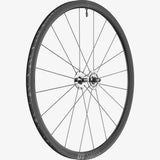 DT Swiss T 1800 front track wheel with 30mm aero alloy rim, clincher design, tubeless-ready for high-performance cycling.