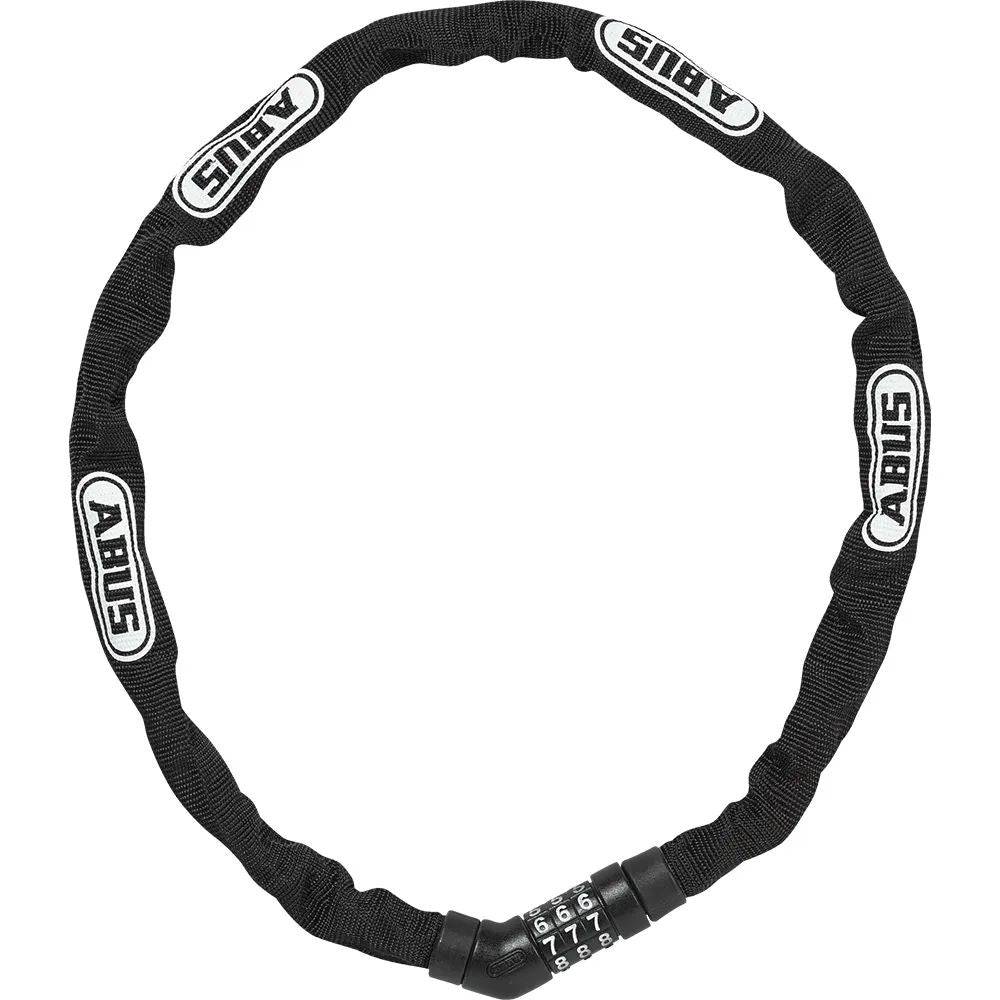 ABUS Steel-O-Chain 4804C/75 BK bike lock with black steel chain and combination lock for bike security and accessories.