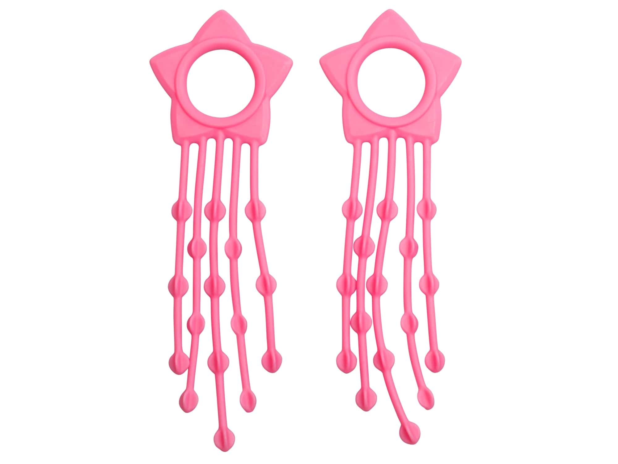 Pink Trek Kids handlebar tassels for 2015 Dialed grips, pair, 113mm fit, colorful bike components for children.