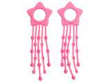 Pink Trek Kids handlebar tassels for 2015 Dialed grips, pair, 113mm fit, colorful bike components for children.