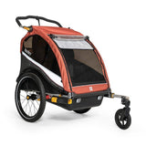 Burley Cub X bike trailer and stroller accessory for e-bikes, all-terrain design with sturdy build and versatile use.