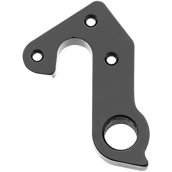Black alloy M Part gear hanger for Canyon bikes, designed to protect bike frames. Durable component for mountain and road bikes.