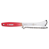 UNIOR chain whip workshop tool with magnetized holder, red color, designed for 6-12 speed bike cassettes.