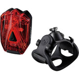 Infini Lava Super Bright Micro USB Rechargeable Rear Bike Light with QR bracket attached to a bicycle for visibility and safety.