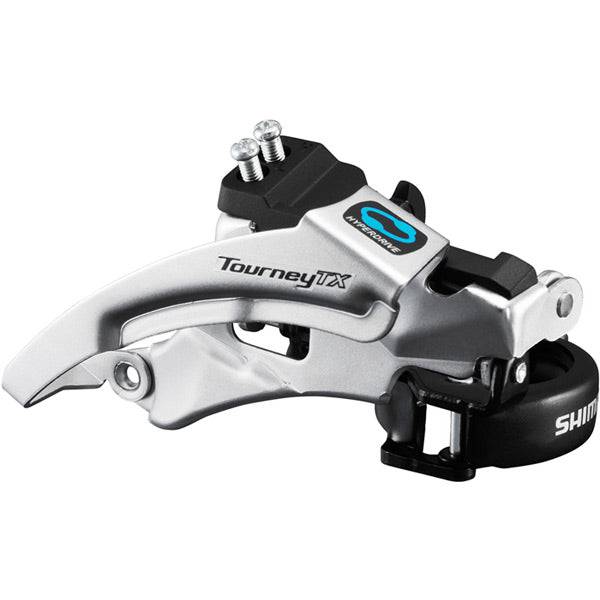 Shimano Tourney TY FD-TX800 front derailleur with top swing, dual pull, 42/48T capacity, 63-66° angle, bike component