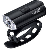 Infini Tron 100 USB rechargeable black bike front light with handlebar mount, suitable for cycling safety and visibility.