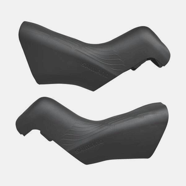 Pair of Shimano Ultegra ST-R8170 genuine bracket covers for shifter protection, shown in close-up with black finish.