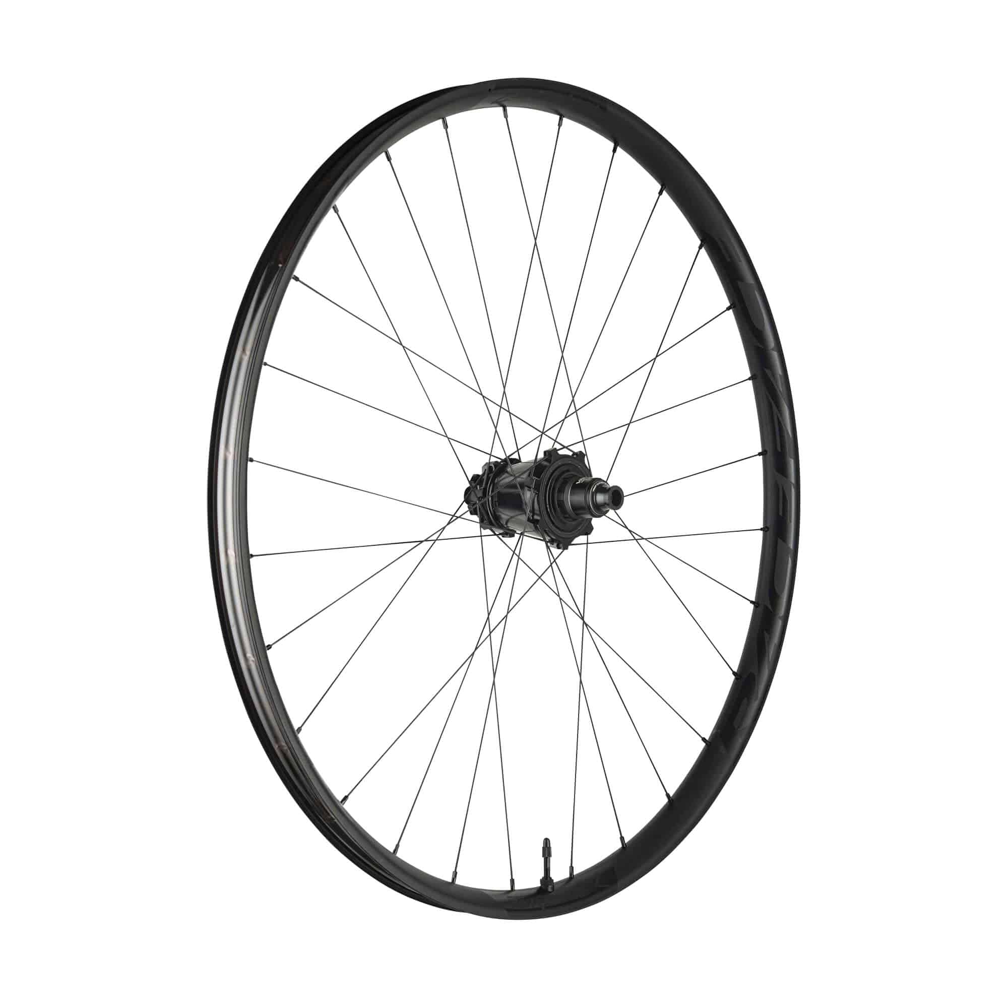 Race Face Turbine 30mm mountain bike wheels with Anvil Edge technology, showing the sleek black rims and spokes.