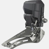 Shimano GRX FD-RX825 Di2 12-speed double front derailleur braze-on gravel bike component on a bike frame