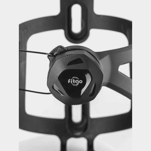 Elite Struka Microadjust adjustable bike bottle cage in black, featuring lightweight design and secure hold for cycling accessories.