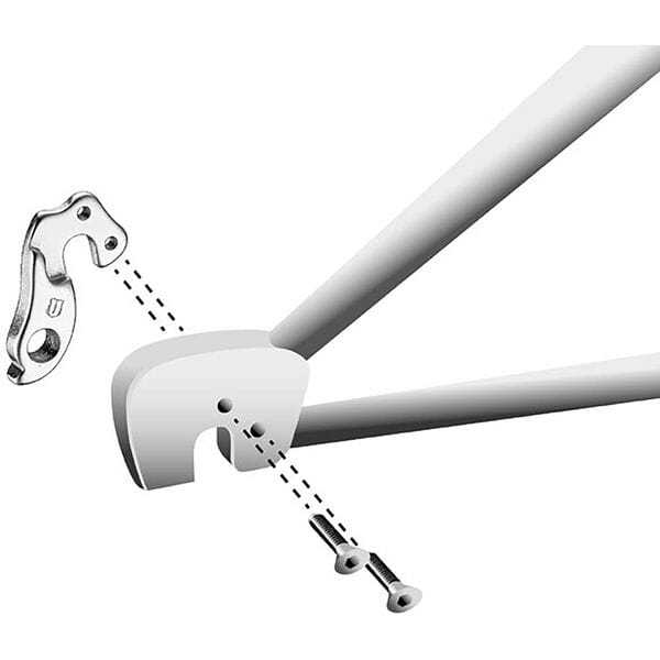 M Part Gear Hanger Ghost Hanger for bicycles, durable frame protection component, shown mounted on a bike frame.