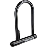 Kryptonite Keeper Original Standard U-Lock with click-style bracket securing a bike, made of durable steel for bike security.