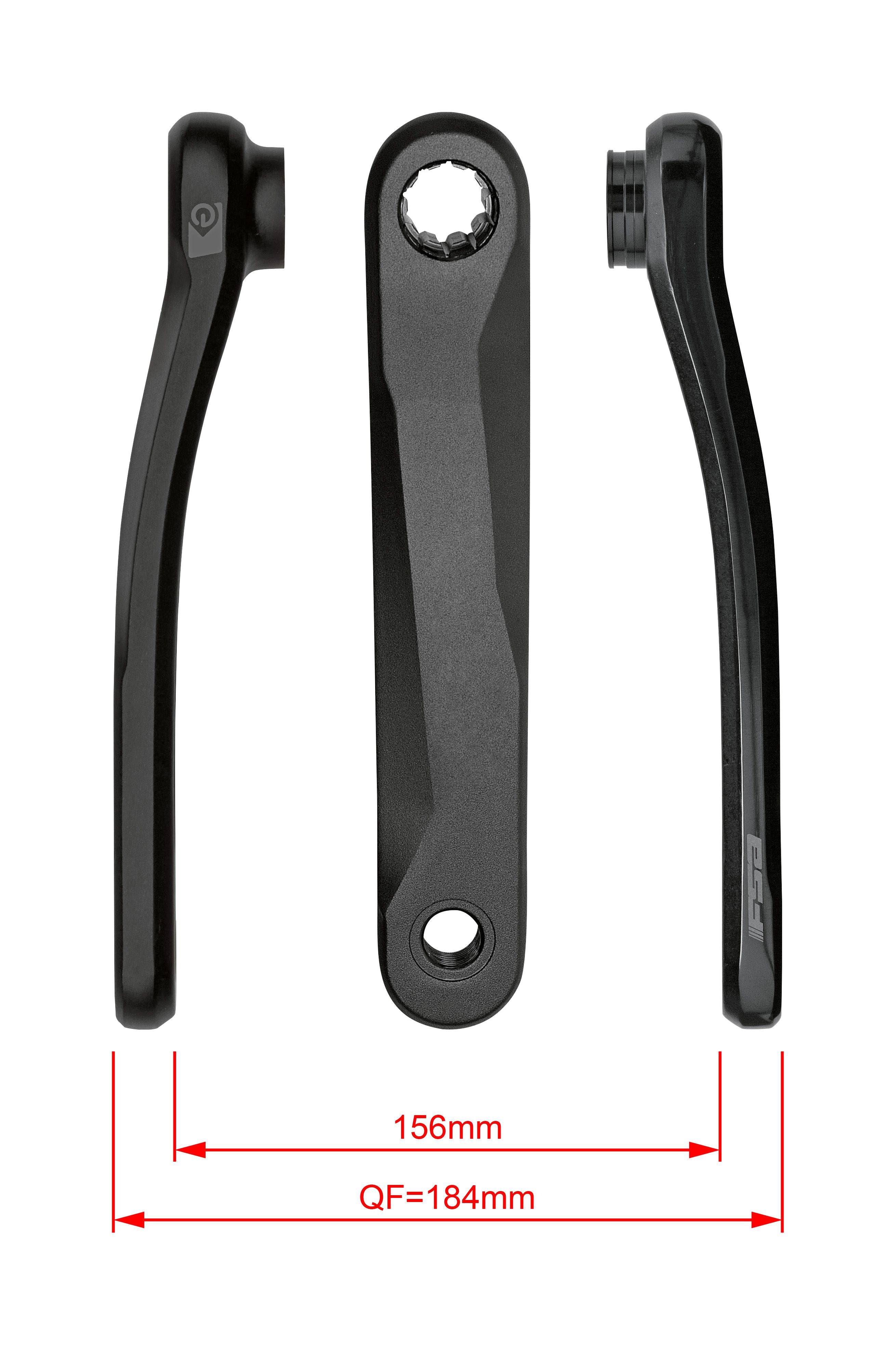 FSA CK-745 ebike black crankset with ISIS 25.7mm spindle, compatible with Bosch and other e-bike components.
