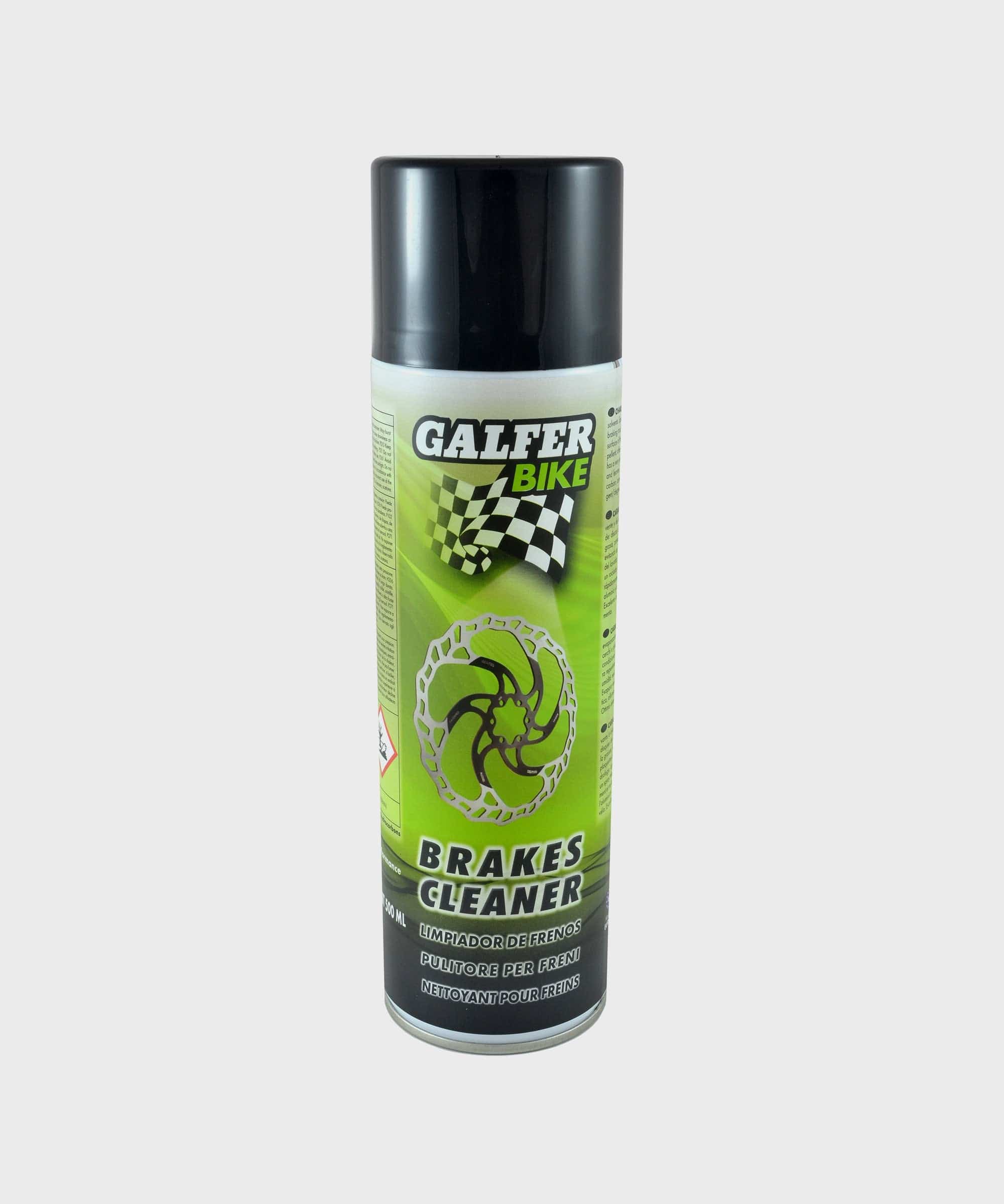 Galfer bike brake cleaner spray showing a can of fast-drying, residue-free brake cleaner for disc brakes and pads.