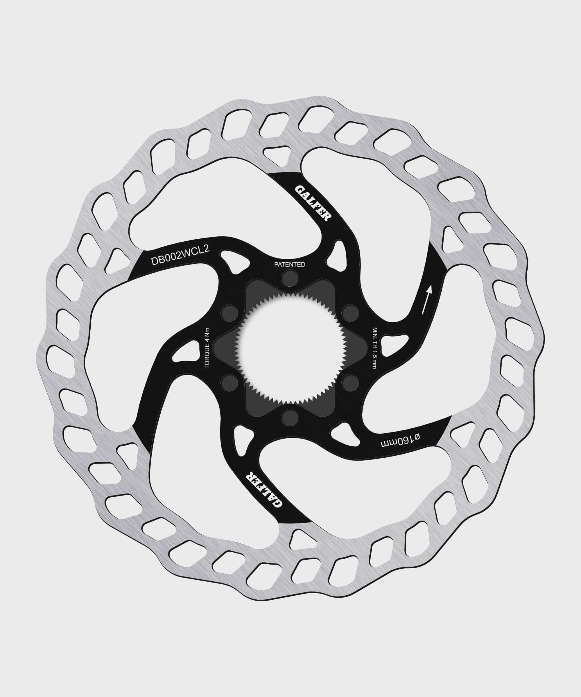Galfer Wave 6-Bolt MTB disc brake rotor showing a high-performance bicycle brake rotor with six bolt pattern and metallic finish.