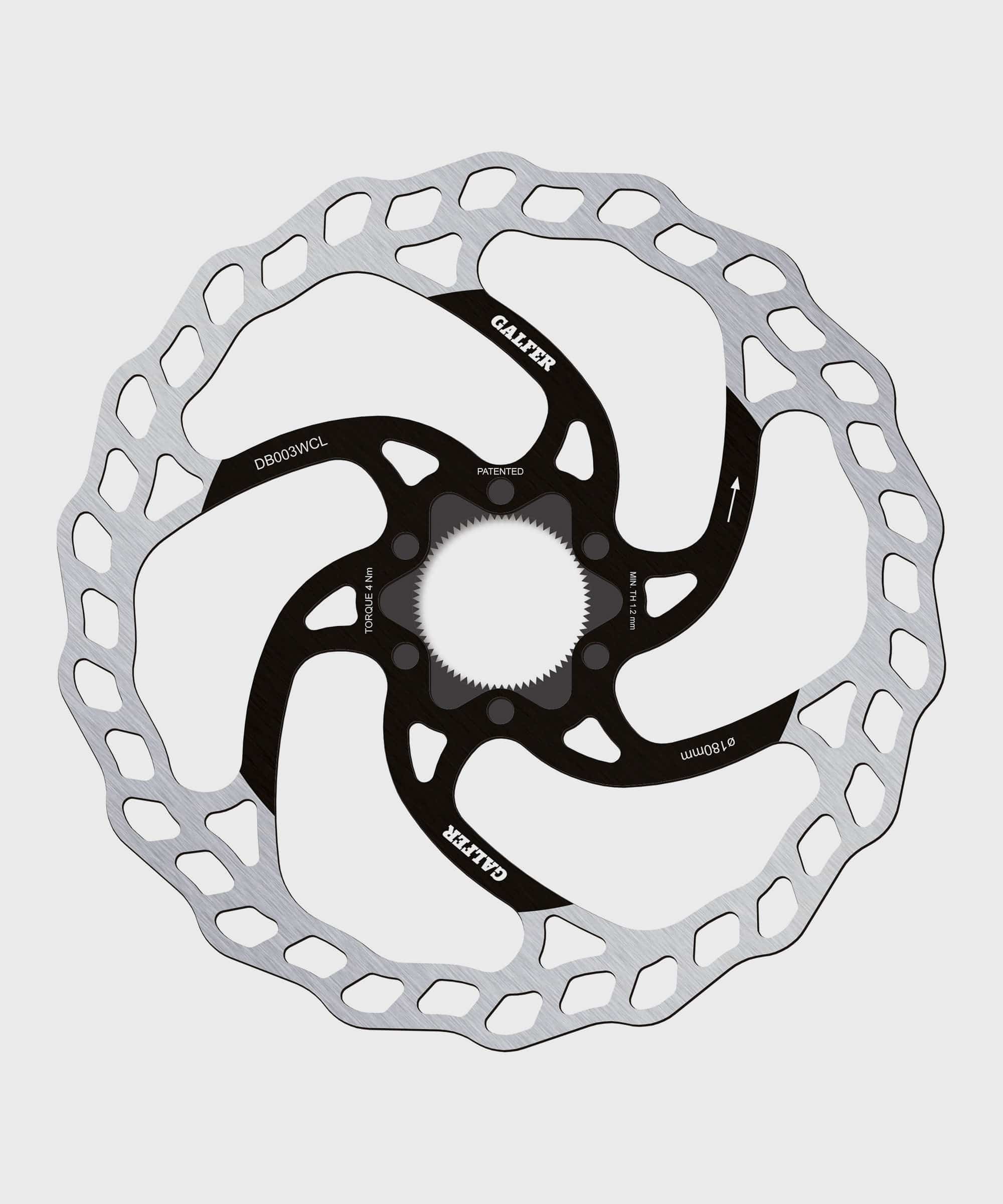 Galfer Wave 6-Bolt Disc Rotor for high-performance MTB brakes, shown in close-up with detailed wave pattern and mounting holes.