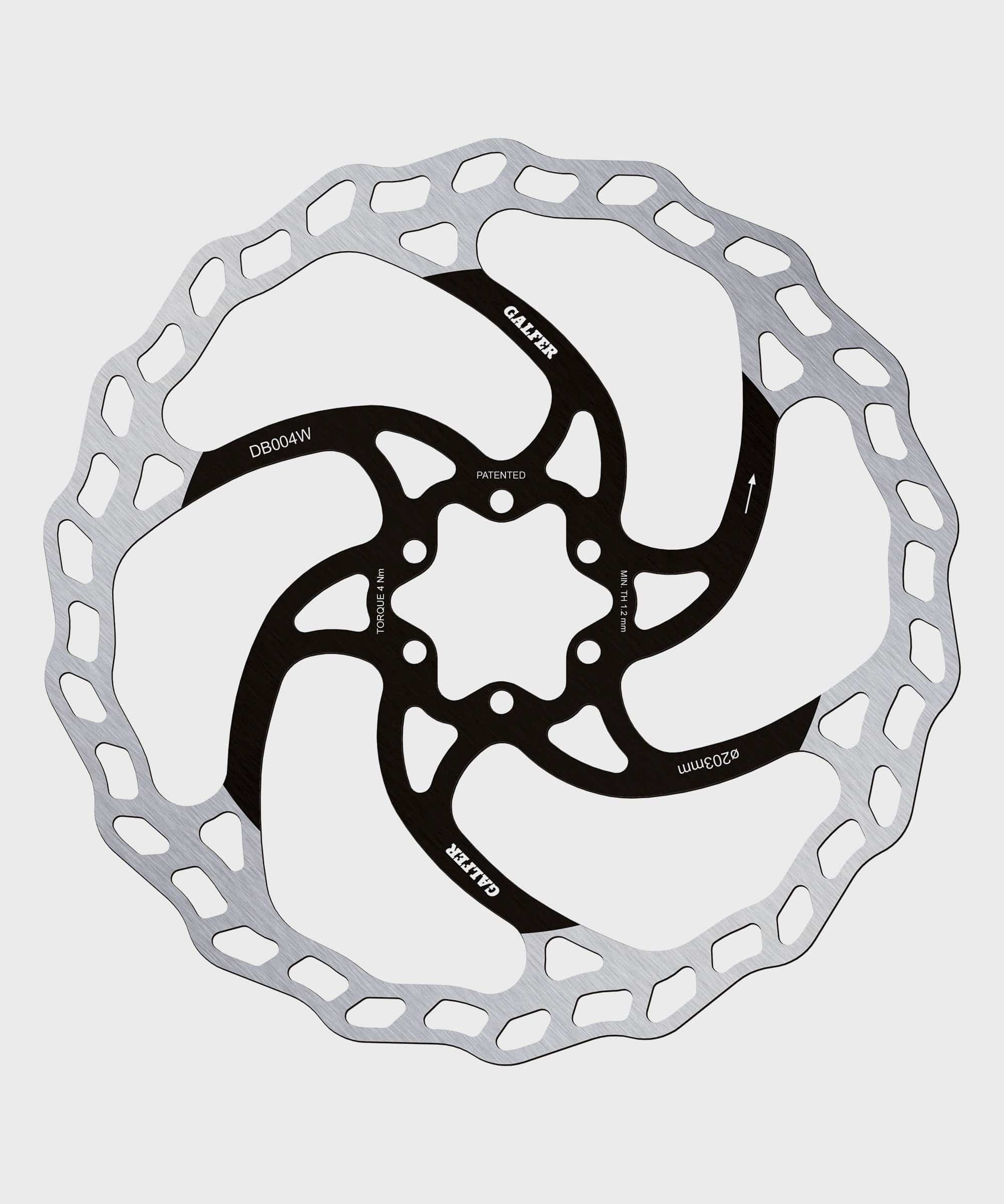 Galfer Wave 6-bolt MTB disc brake rotor showing high-performance metal rotor with wave design and six bolt mounting pattern.