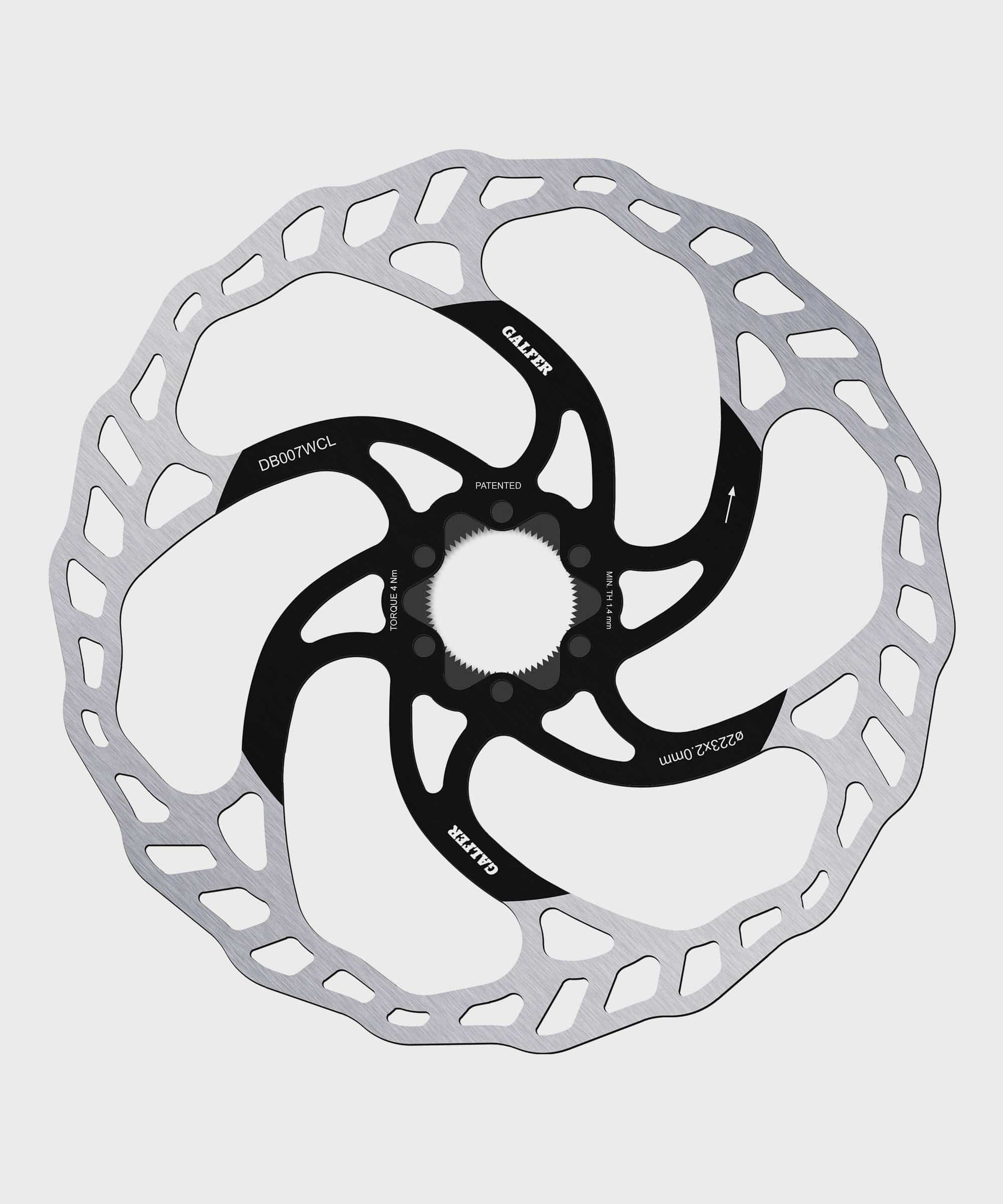 Galfer Wave 6-Bolt Disc Rotor for MTB brakes, high performance bicycle brake rotor with wave design and 6-bolt mounting.