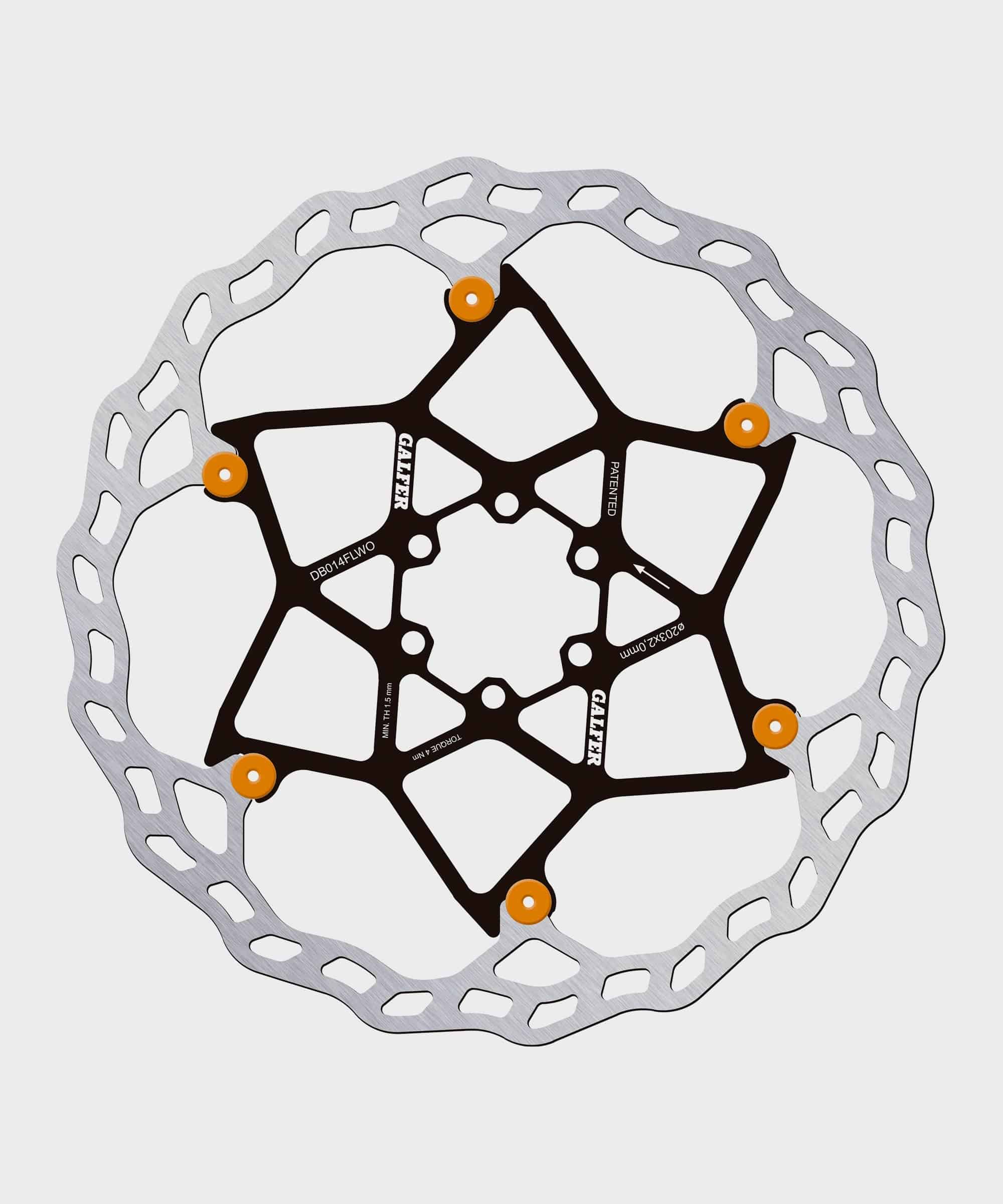 Galfer Wave floating disc brake rotor for mountain bike with 6-bolt mount, featuring high-performance design and metal construction.