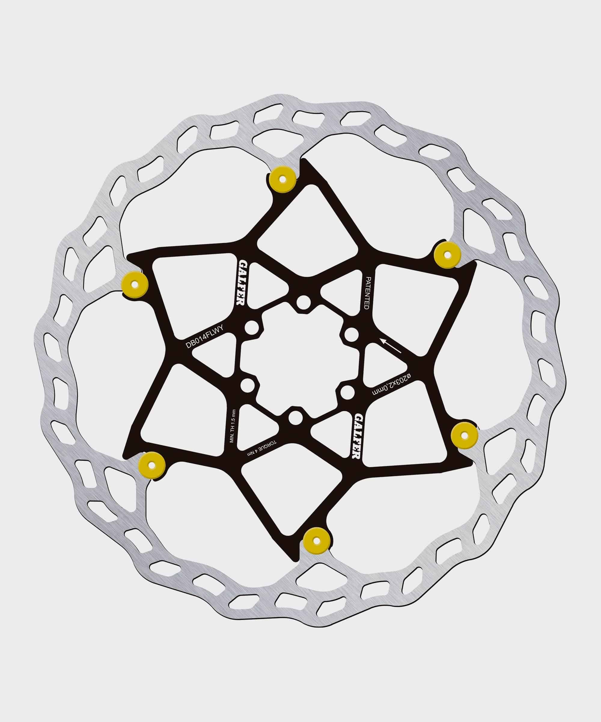 Galfer Wave floating disc brake rotor for mountain bike with 6-bolt mounting, high-performance MTB cycling component.