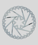 Galfer Shark 6-bolt MTB disc brake rotor with high-performance design, featuring a silver finish and six bolt mounting system.