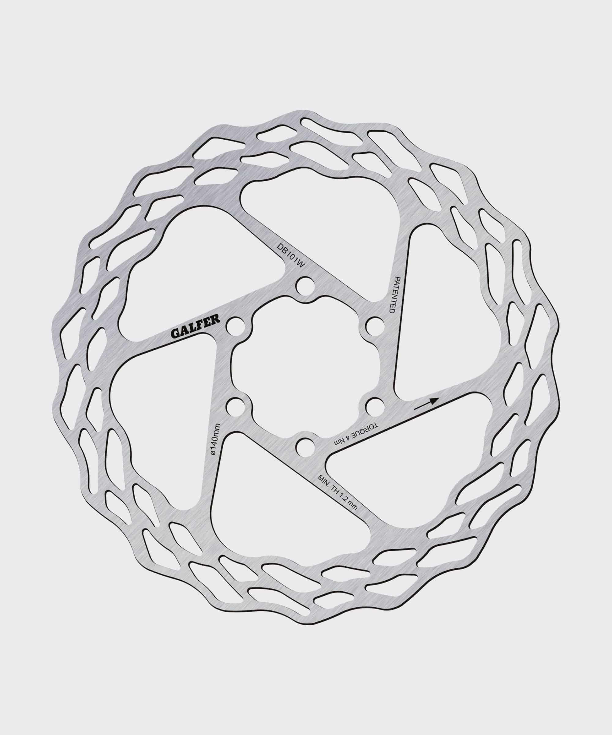Galfer Wave Road Disc Rotor 6-Bolt for road, gravel, and cyclocross bikes, showing the wave design and bolt holes for mounting.