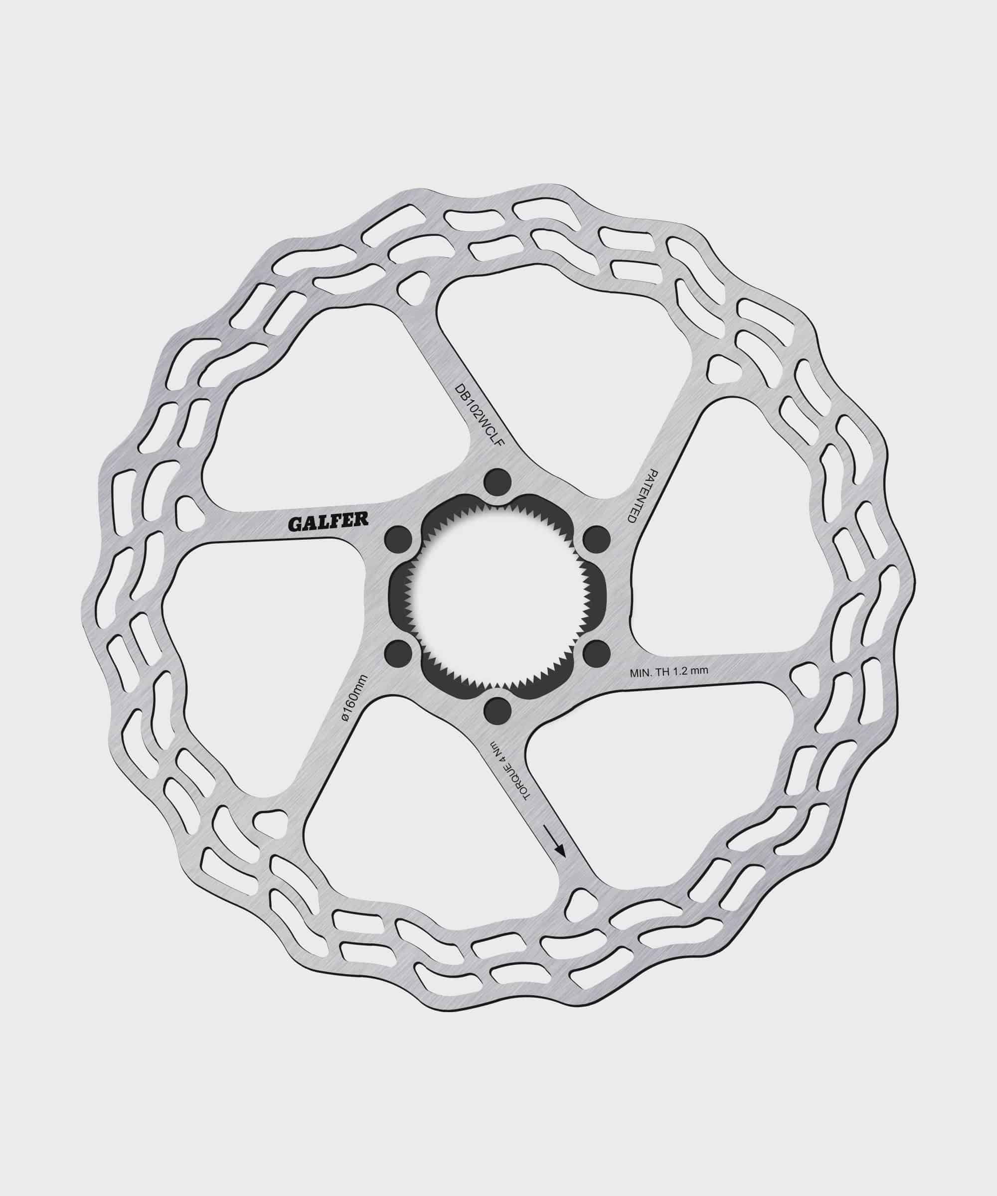 Galfer Wave Road Disc Rotor 6-Bolt for road, gravel, and cyclocross bikes, showing a metallic disc with wave edges and bolt holes