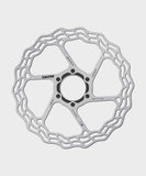 Galfer Wave Road Disc Rotor 6-Bolt for road, gravel, and cyclocross bikes, showing a metallic disc with wave edges and bolt holes