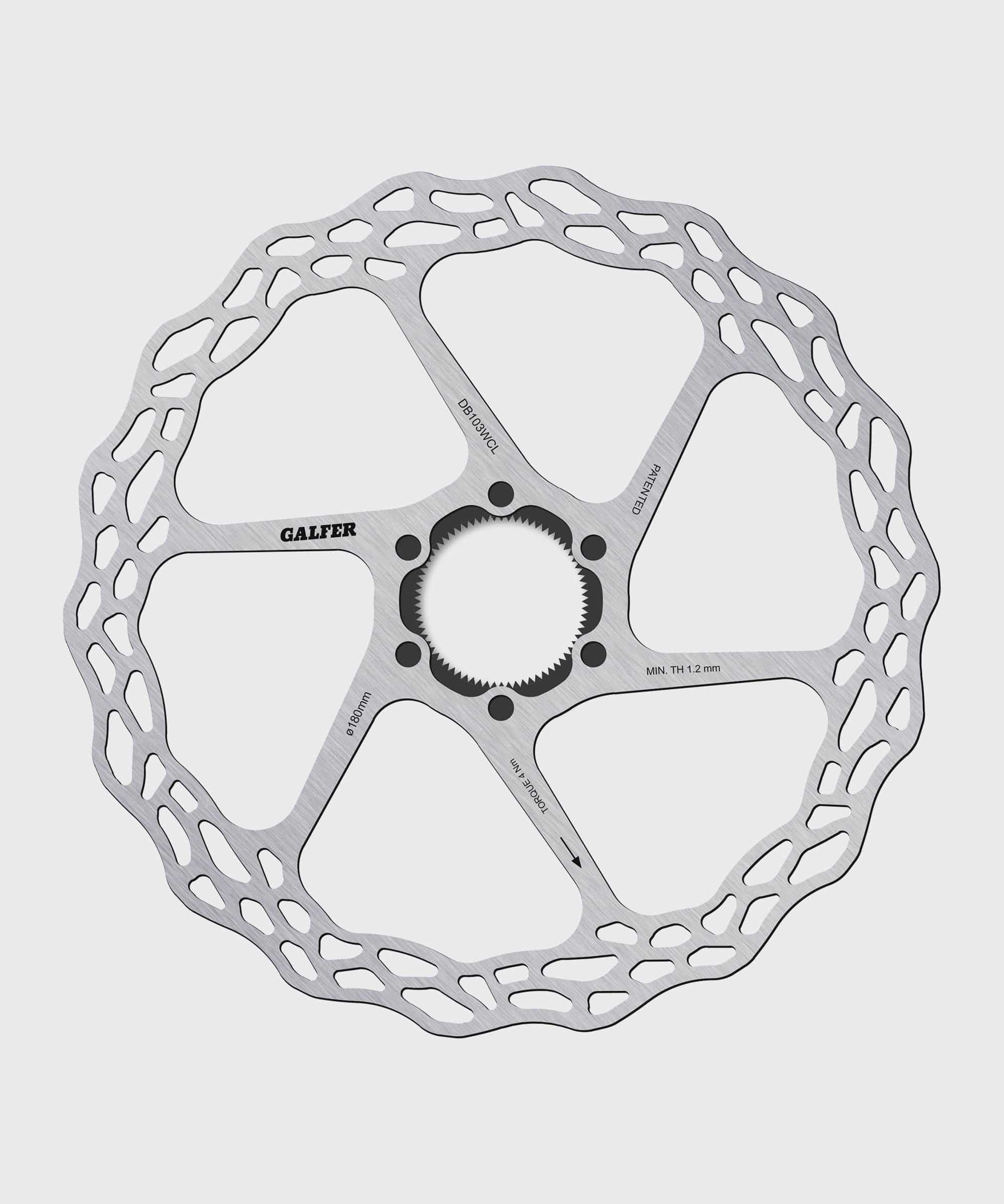 Galfer Wave Road Disc Rotor 6-Bolt for road, gravel, and cyclocross bikes, showing the wave-shaped braking surface and mounting holes